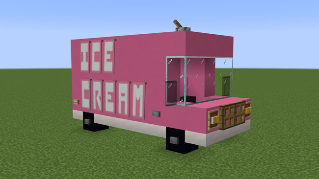 マイクラ ピンクで可愛いアイスの移動販売車の作り方 おしゃクラ 公式ブログ